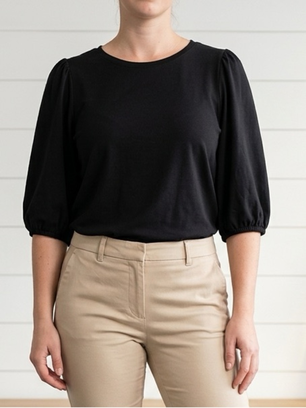 RW&CO Black Puff Sleeve Cotton Top XL